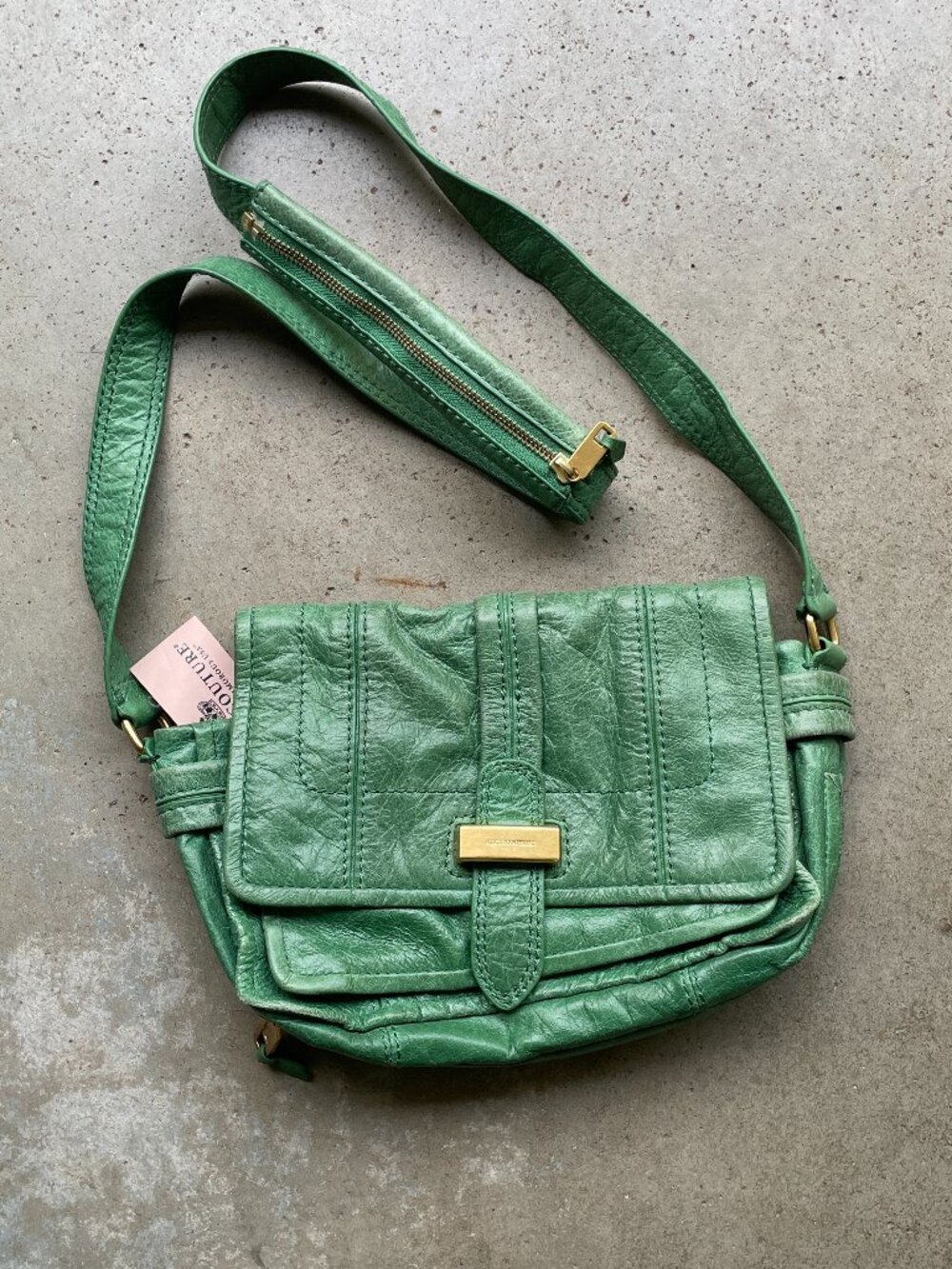 Juicy Couture Shoulder Bag Crossbody Purse Green Leather Cow Hide EXCELLENT